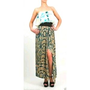 T-BAGS // ltd ed lucia ruffled mixed print maxi dress